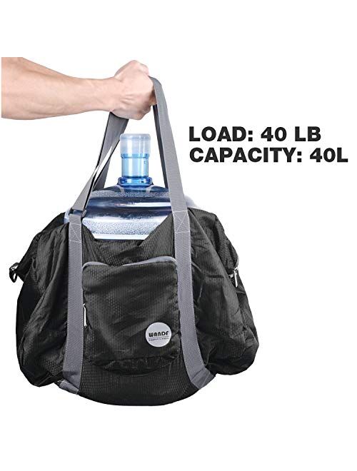 Wandf Foldable Travel Duffel Bag Luggage Sports Gym Water Resistant Nylon