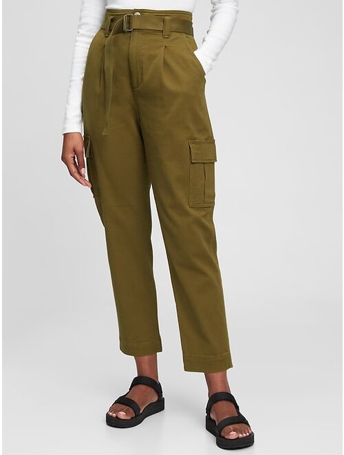 GAP High Rise Belted Cargo Khaki Pants