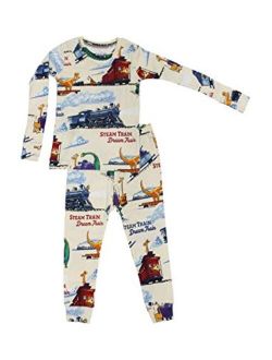 Books to Bed Boys Pajamas Steam Train Dream Train - Dinosaur Pajamas and Animal PJs Set for Toddler, Big Boys