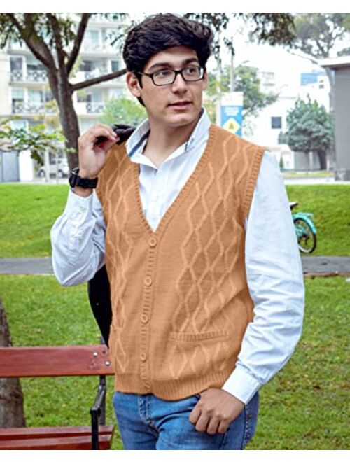 TINKUY Peru - Peruvian Alpaca Wool - Men´s Knitwear V-Neck Jacquard Vest Sweater Waistcoat