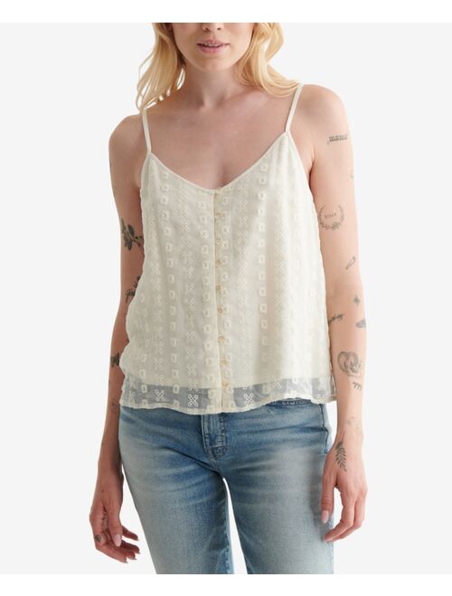 Lucky Brand Embroidered Chiffon Tank Top