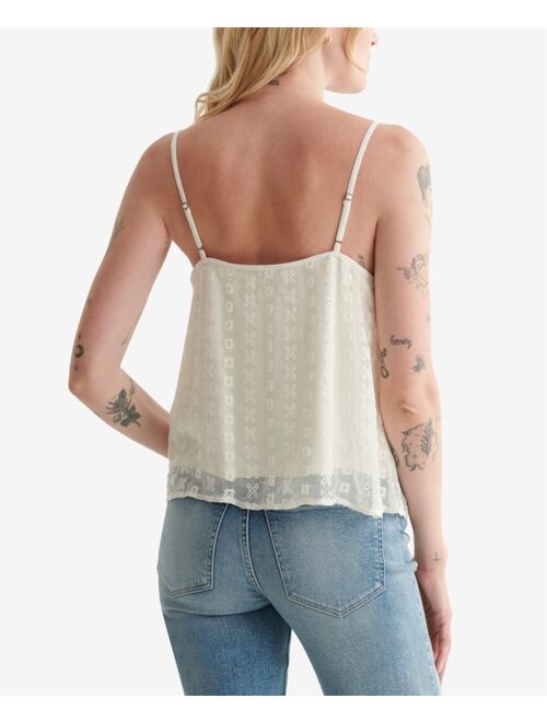Lucky Brand Embroidered Chiffon Tank Top