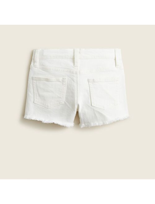 J.Crew Girls' frayed-hem denim short in white