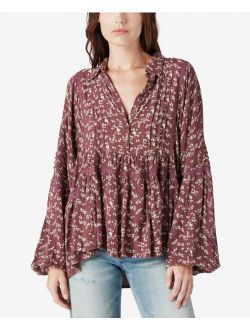 Floral-Print Pleated Top