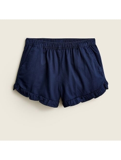 Girls' ruffle pull-on short in soft chino