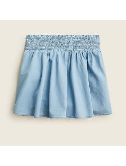 Girls' smocked-waist chambray skirt