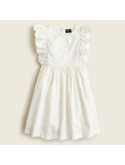 Girls' flutter-sleeve ruffle dress in white