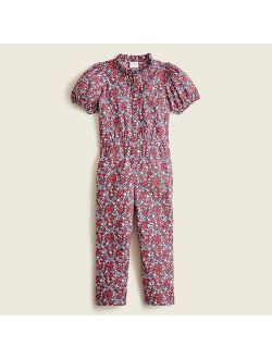 Girls' puff-sleeve jumpsuit in floral print