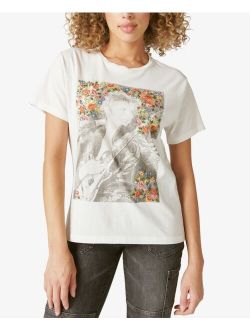 Embroidered Roses David Bowie Graphic T-Shirt