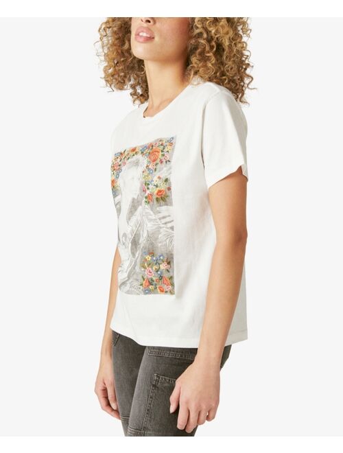 Lucky Brand Embroidered Roses David Bowie Graphic T-Shirt