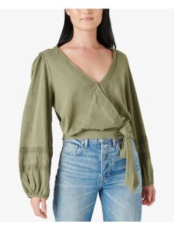 Cotton Lace-Trim Wrap Top