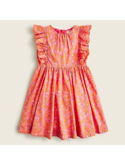 Girls' flutter-sleeve dress in pink wisp floral