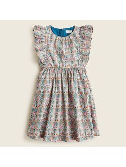 Girls' flutter-sleeve ruffle dress in Liberty® Georgia Duke print