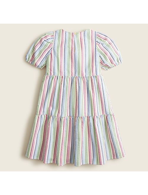J.Crew Girls' puff-sleeve dress in rainbow seersucker