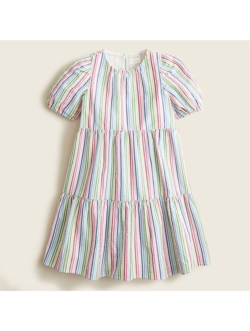 J.Crew Girls' puff-sleeve dress in rainbow seersucker
