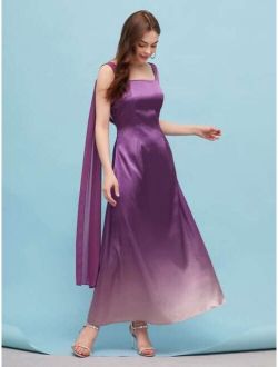 X Chronically Classy Ombre Print Draped Zip Side Dress