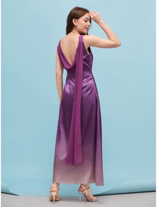SHEIN X Chronically Classy Ombre Print Draped Zip Side Dress