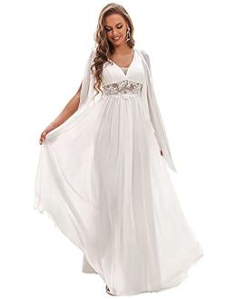 Women's Illusion Long Appliques Chiffon Wedding Dresses 90330