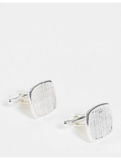 cufflinks with beveled detail in silver tone