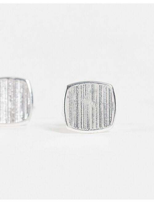 ASOS DESIGN cufflinks with beveled detail in silver tone