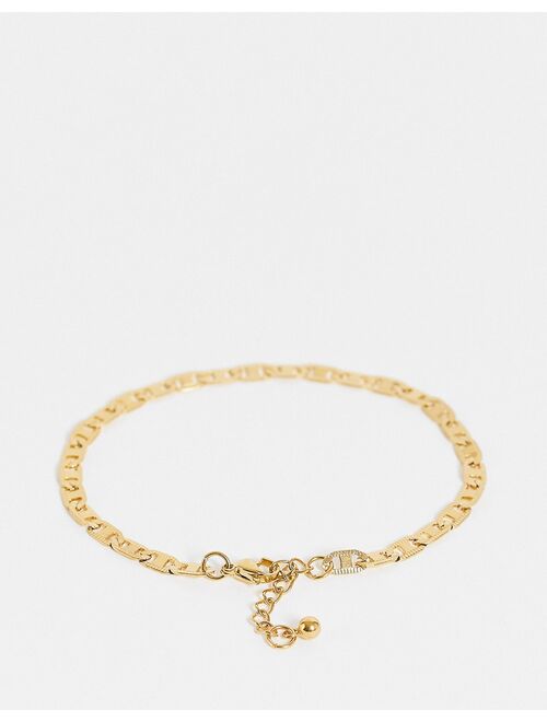ASOS DESIGN stainless steel figaro chain bracelet in gold tone