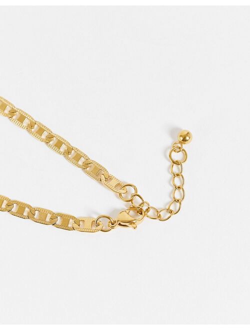 ASOS DESIGN stainless steel figaro chain bracelet in gold tone