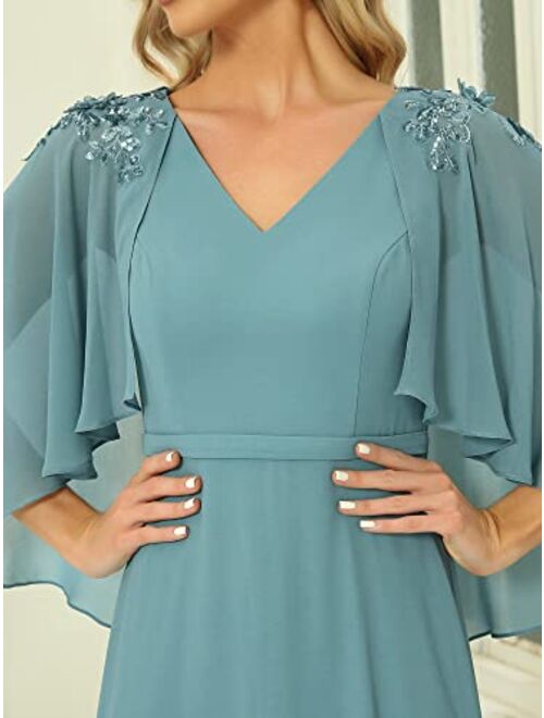 Ever-Pretty Women's Applique Chiffon Long Sleeve Maxi Formal Evening Party Dress 0638