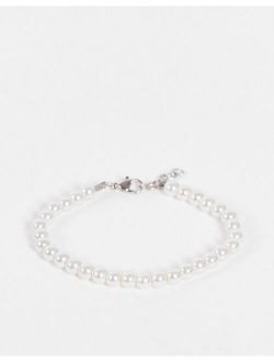 6mm faux pearl beaded bracelet in white
