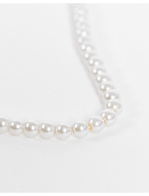 ASOS DESIGN 6mm faux pearl beaded bracelet in white