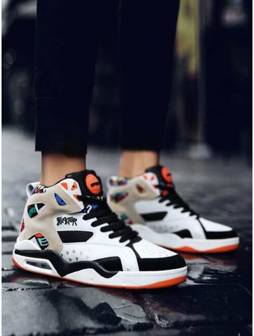 Shein Men Colorblock  Geometric Graphic Lace-up Front Sneakers
