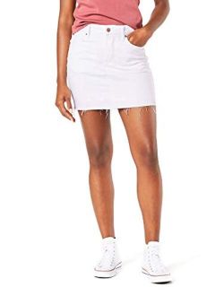 Women's High-Waisted Premium Denim Skirt (White)