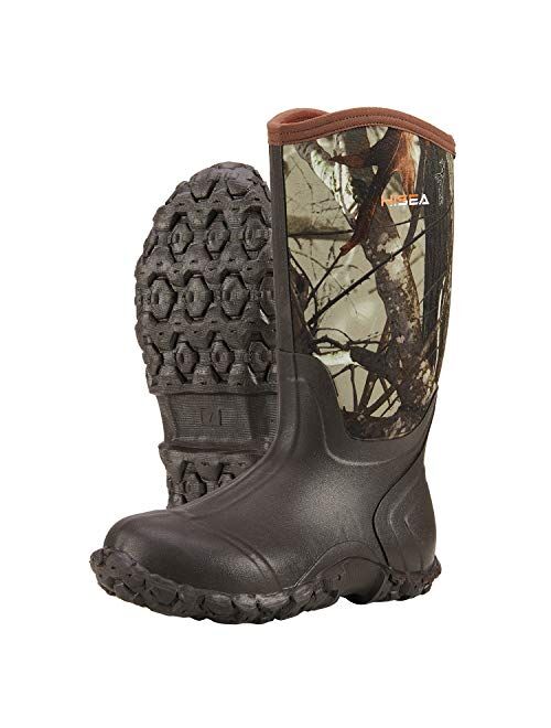 Hisea Men's Mid Rain Boots Waterproof Rubber Boots for Men Muck Mud Boots Outdoor
