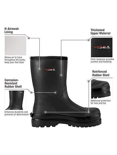 HISEA Rain Boots for Men Rubber Boots Muck Mud Boots Hunting Shoes Outdoor