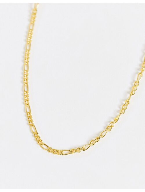 ASOS DESIGN sterling silver vintage figaro neckchain in 14k gold plate