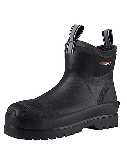 HISEA Men's Work Boots Chelsea Rain Boots Waterproof Muck Garden Boots Durable Rain Shoes for Fishing Hunting Mud Working Outdoor