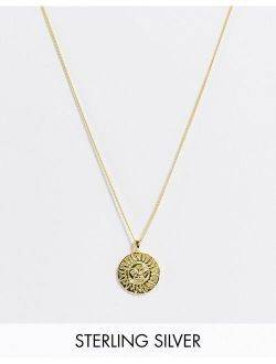 sterling silver skinny neckchain with sun pendant in 14k gold plate