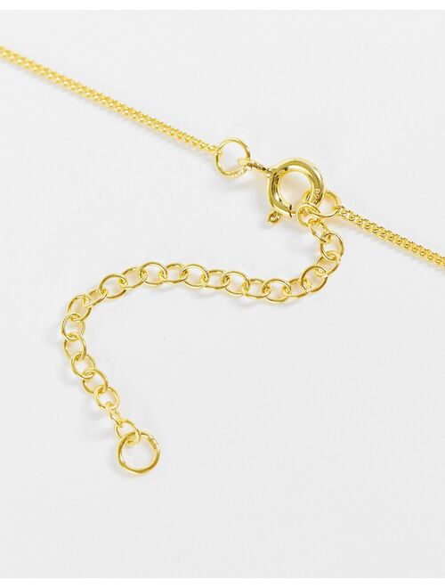 ASOS DESIGN sterling silver skinny neckchain with sun pendant in 14k gold plate