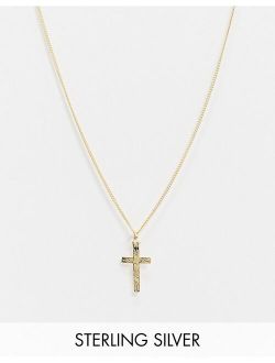 sterling silver cross pendant necklace in 14k gold plate