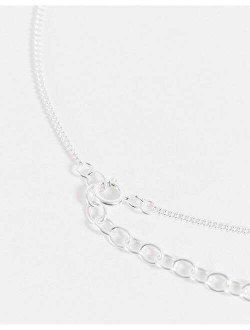 ASOS DESIGN sterling silver skinny neckchain with religious pendant in silver