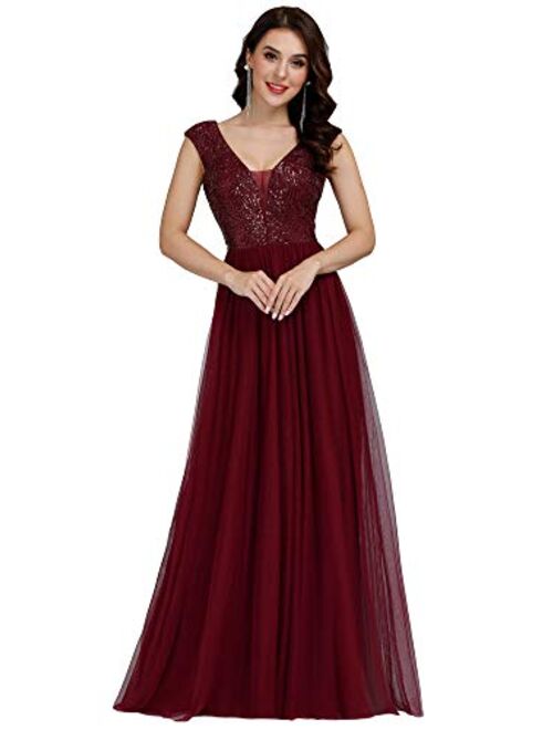 Ever-Pretty Women's A-Line Sequins Patchwork Long Evening Gowns 0983