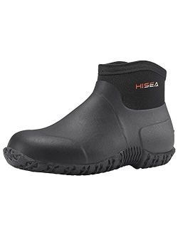 Men's Ankle Height Rubber Garden Boots Insulated Waterproof Rain Shoes for Muck Mud Working Outdoor