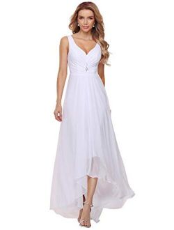Women's High-Low Hemline Simple Chiffon Wedding Dress 9983-EH
