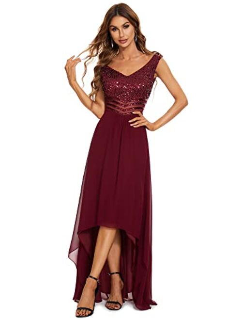 Ever-Pretty Women's Elegant V-Neck Sequin Plus Size Formal Evening Dresses 0410