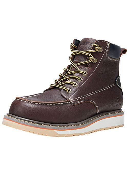 HISEA Work Boots for Men Soft/Steel Toe Boots Breathable EH and Water/Slip Resistant Men's Boots