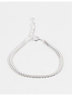 chain bracelet with flat links in real silver plate
