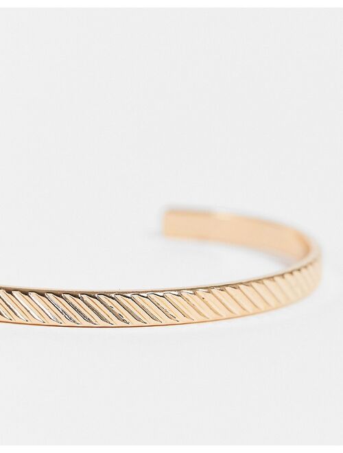 ASOS DESIGN cuff bracelet with texture in gold tone