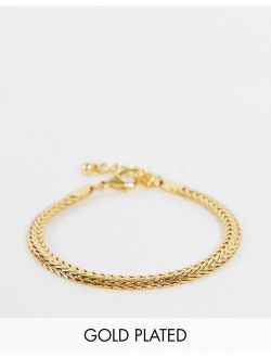 slim chain bracelet with flat links in 14k gold plate