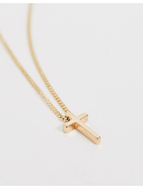 ASOS DESIGN neckchain with tiny cross in gold tone
