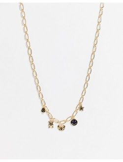 neckchain with 90s charms in gold tone