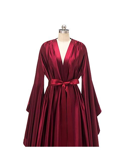 yinyyinhs Long Bridal Robes Shiny Silk Satin Bridesmaid Wedding Bachelorette Party Nightgown Bathrobe